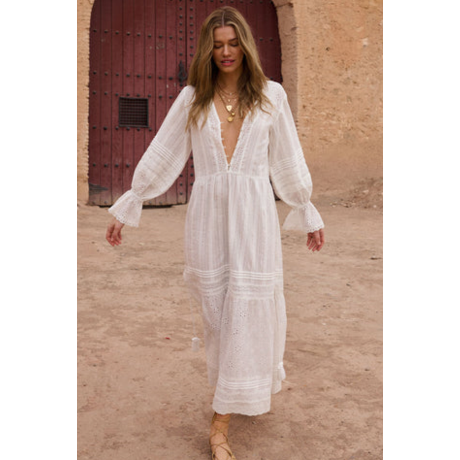 New Spell X Free People White Whimsy Garden Lace Gown Maxi Dress Sz Xs
